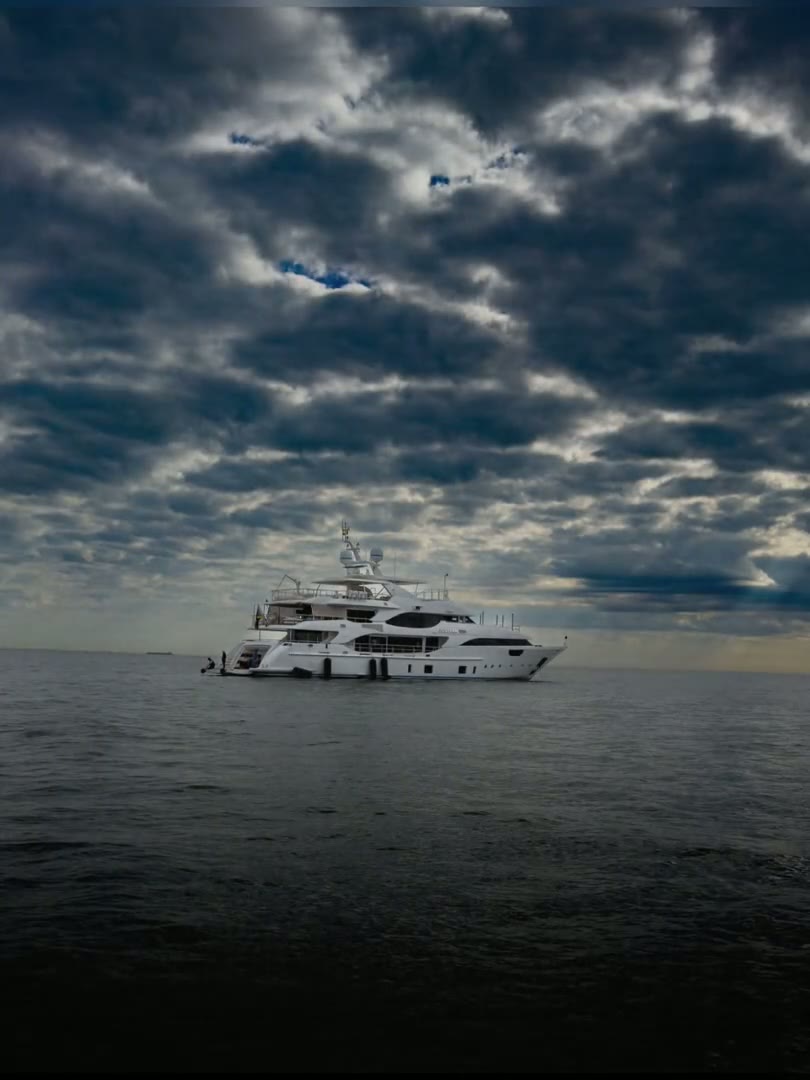 Footage of a large yacht at the dock